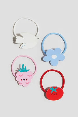 4-Pack Appliquéd Hair Elastics