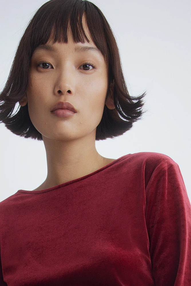 MAMA Velour Dress with Low-Cut Back