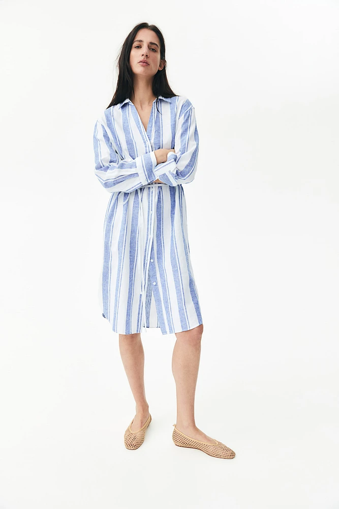 Linen-Blend Shirt Dress