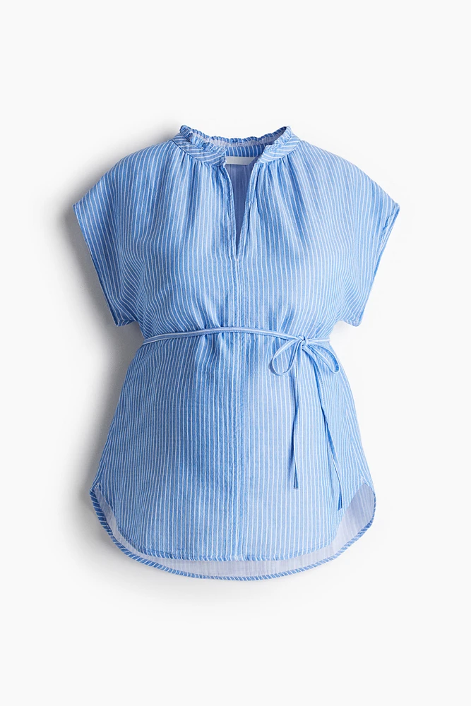 MAMA Tie-belt muslin blouse