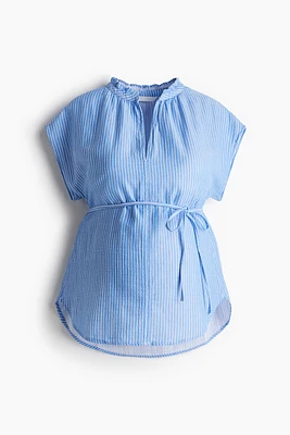 MAMA Tie-belt muslin blouse