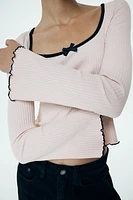 Ribbed Top with Overlocked Trim