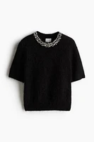 Mohair-Blend Rhinestone-Embellished Top