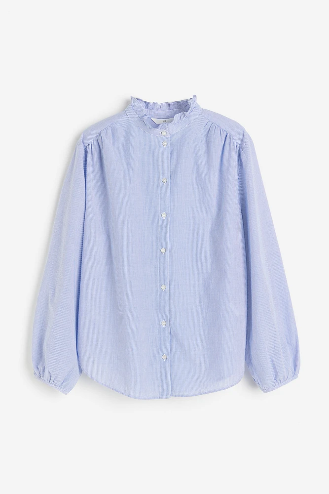 Ruffle-trimmed Cotton Blouse