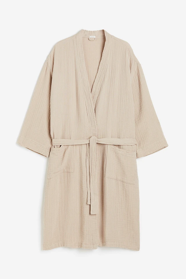 h&m washed linen dressing gown Linen Robes H M Light Beige Washed Linen Dressing Gown At H&M Home H&M GB