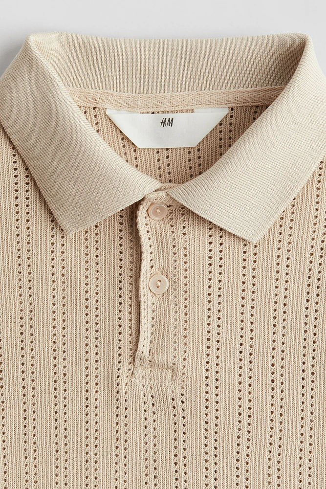 Pointelle-Knit Polo Shirt