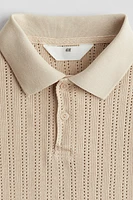 Pointelle-Knit Polo Shirt