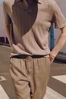 Regular Fit Linen-Blend Polo Shirt