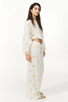 Pantalon en jersey froissé avec cordon de serrage