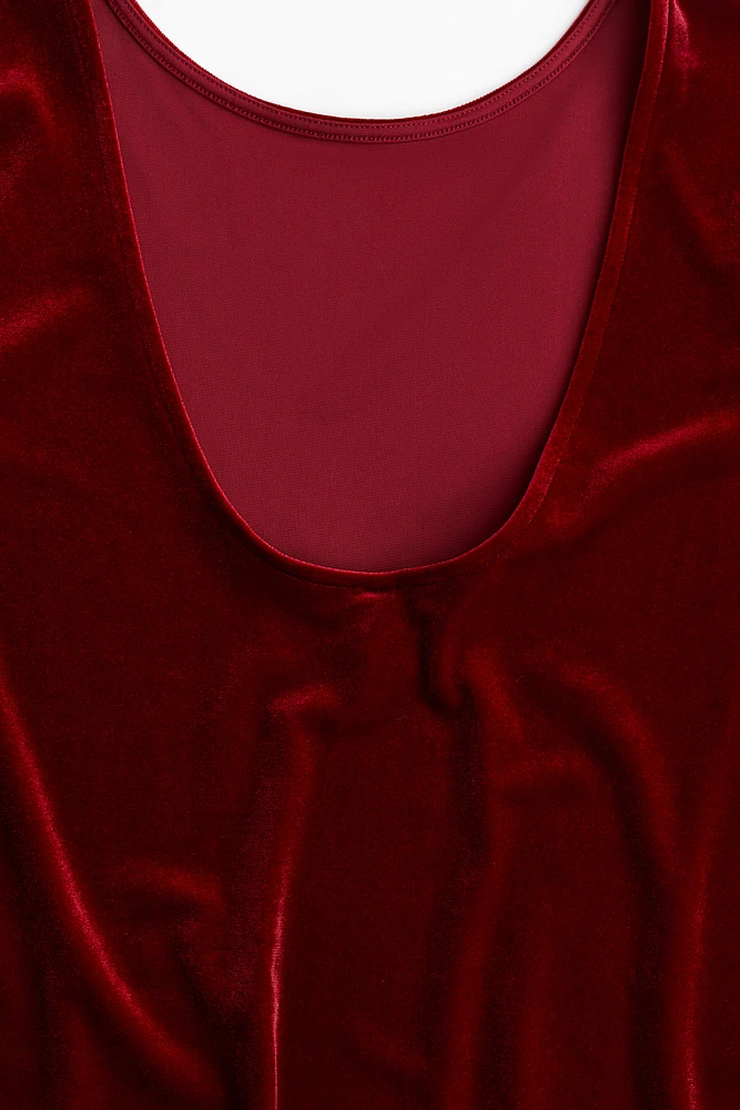 MAMA Velour Dress with Low-Cut Back