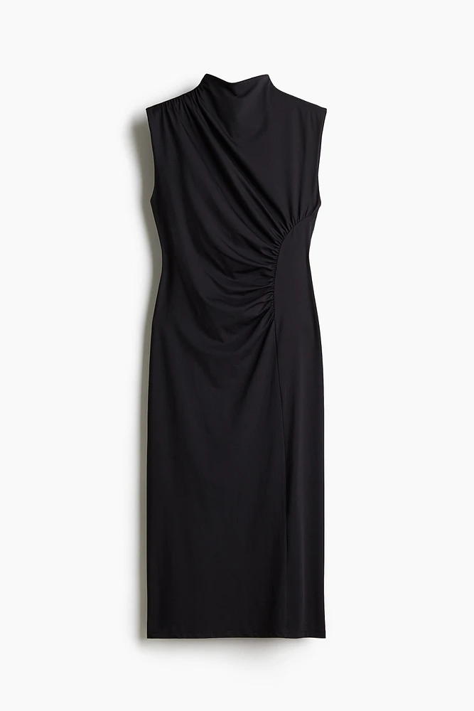 Draped Mock Turtleneck Dress