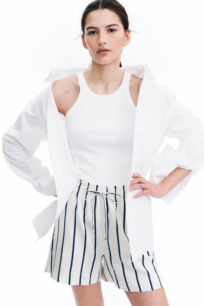 Linen-Blend Drawstring Shorts