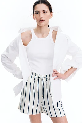 Linen-Blend Drawstring Shorts