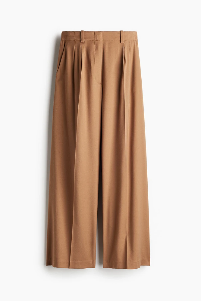 Wide-Leg Twill Pants