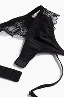 Microfiber and Lace Garter Belt