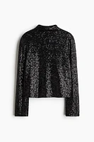 Sequined Mock Turtleneck Top