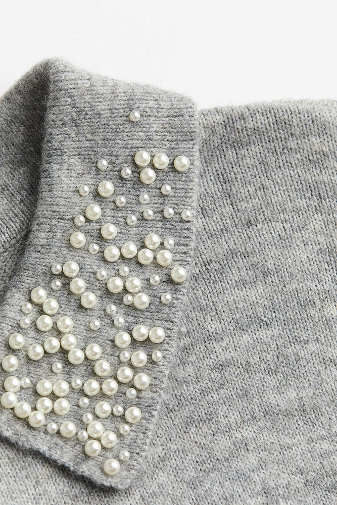 Beaded-collar Sweater