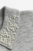 Beaded-collar Sweater