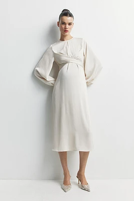 MAMA Balloon-Sleeved Satin Dress