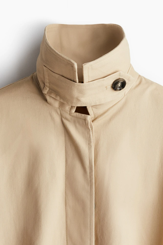 Single-Breasted Twill Trench Coat