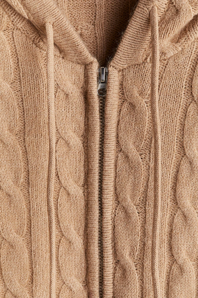 Cable-Knit Hooded Jacket