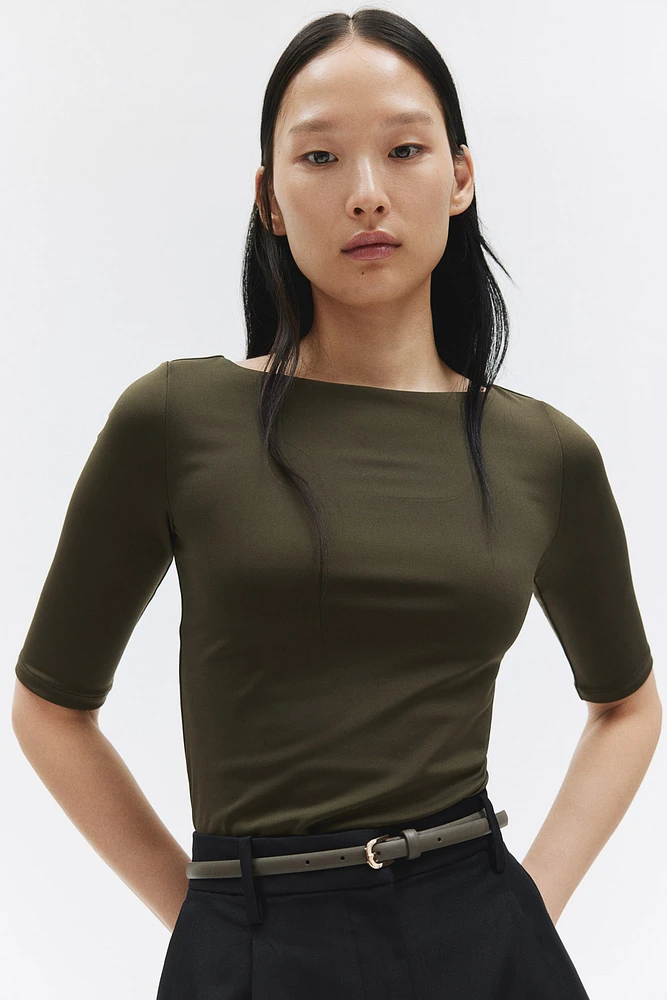 Boat-Neck Jersey Top