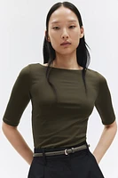 Boat-Neck Jersey Top
