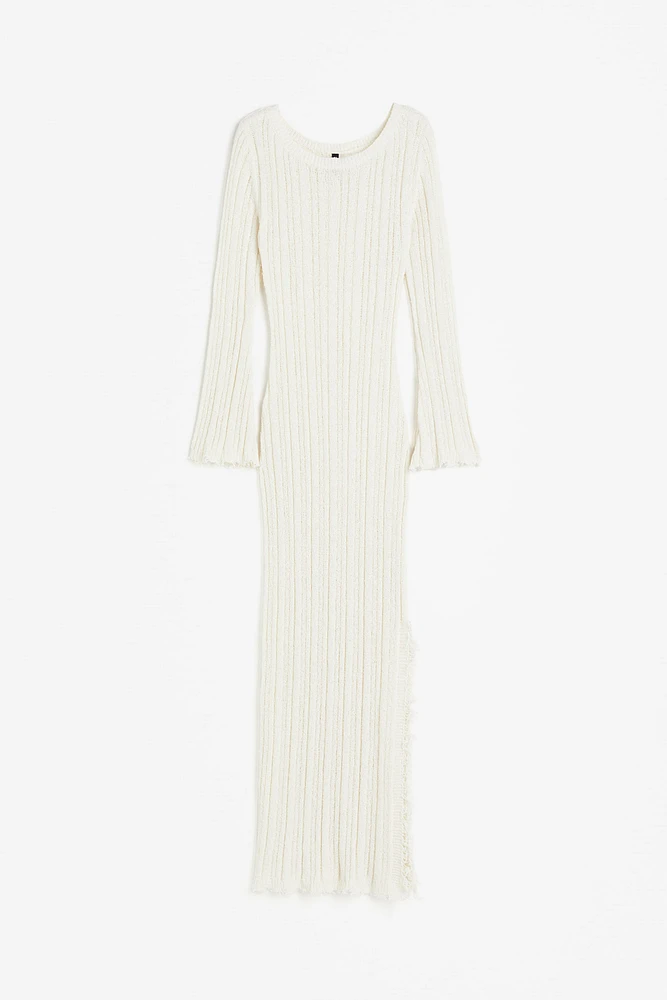 Frayed-edge Rib-knit Dress