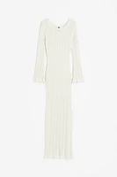 Frayed-edge Rib-knit Dress