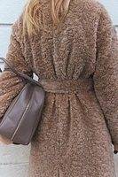 Fluffy Tie-Belt Coat