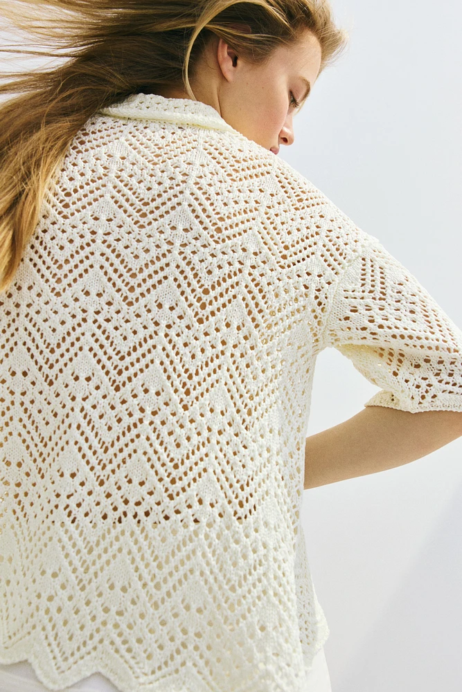 Short-Sleeved Pointelle-Knit Shirt