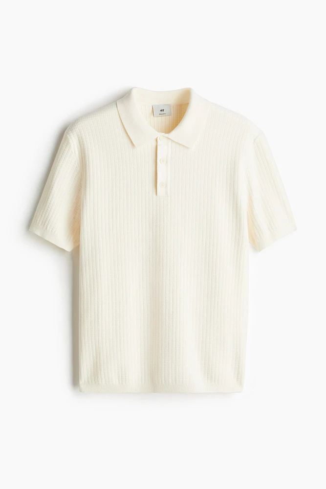 Regular Fit Textured-Knit Polo Shirt