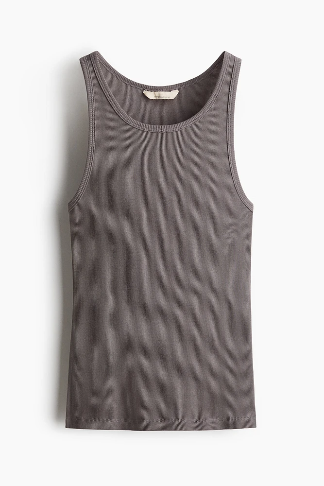 Camisole côtelé en soie mélangée
