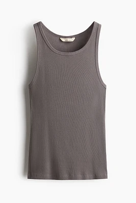 Camisole côtelé en soie mélangée