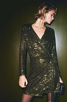 Sequined Wrap Dress