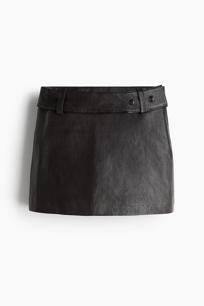 Belted Leather Mini Skirt