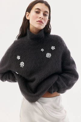 Rhinestone-Embellished Mohair-Blend Sweater