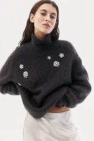 Rhinestone-Embellished Mohair-Blend Sweater