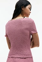 Crinkled Top with Overlocked Trim