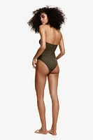 Padded-cup High-leg Bandeau Swimsuit