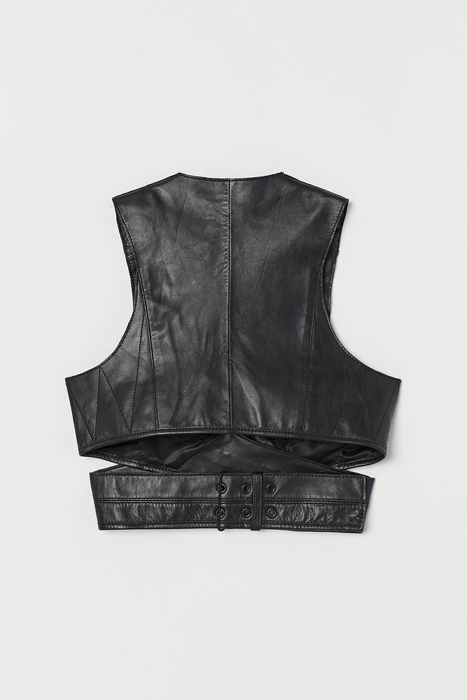 Leather Wrap-front Vest