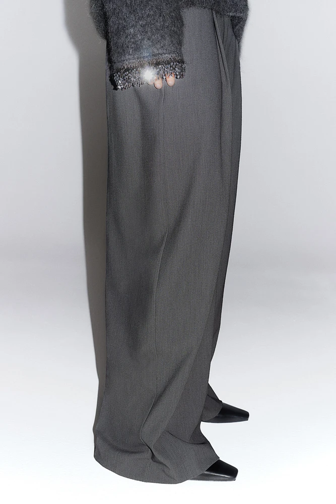 Wide-Leg Twill Pants