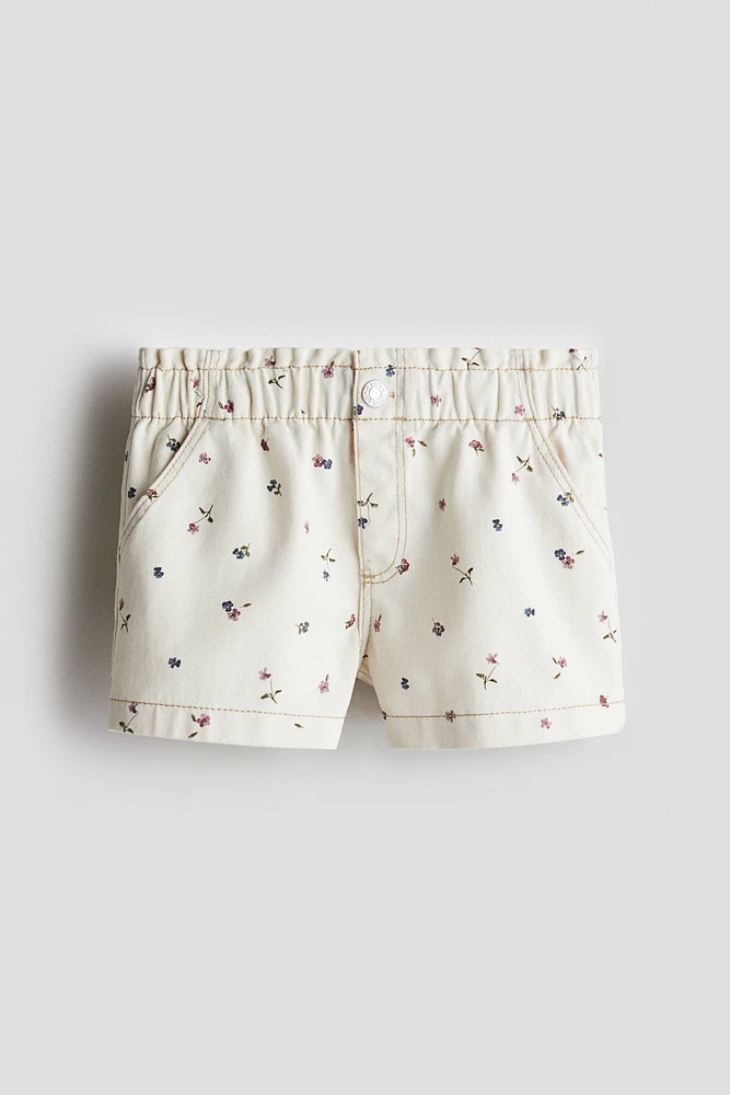 Printed cotton twill shorts