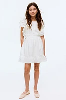Flounce-Trimmed Cotton Dress