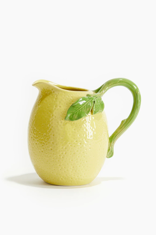 Lemon-shaped Stoneware Pitcher