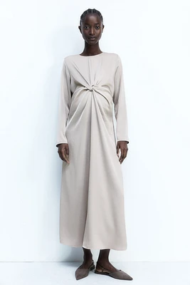 MAMA Draped knot-detail satin dress