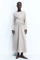 MAMA Draped Knot-Detail Satin Dress