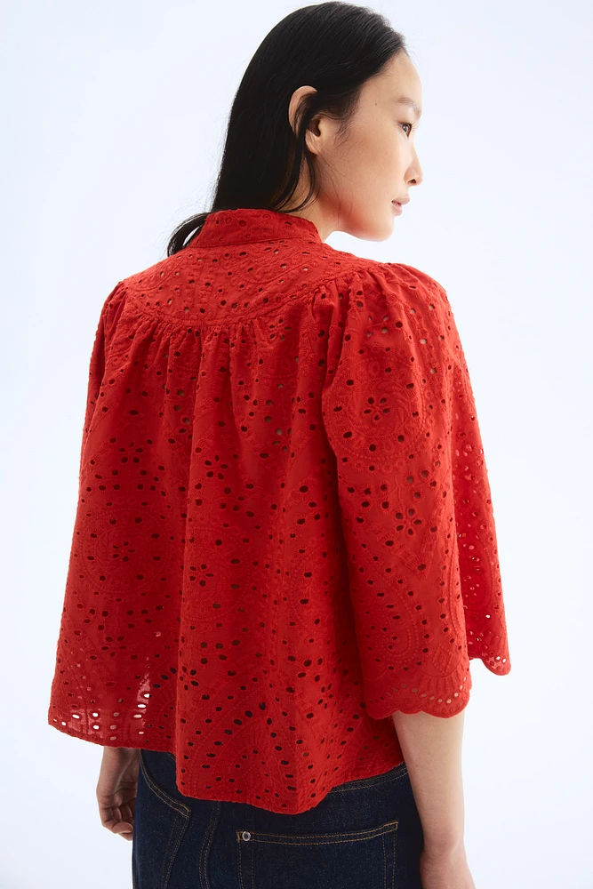 Blouse with Eyelet Embroidery