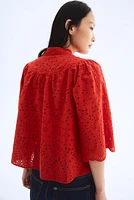 Blouse with Eyelet Embroidery