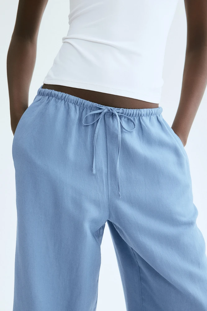 Straight linen-blend trousers